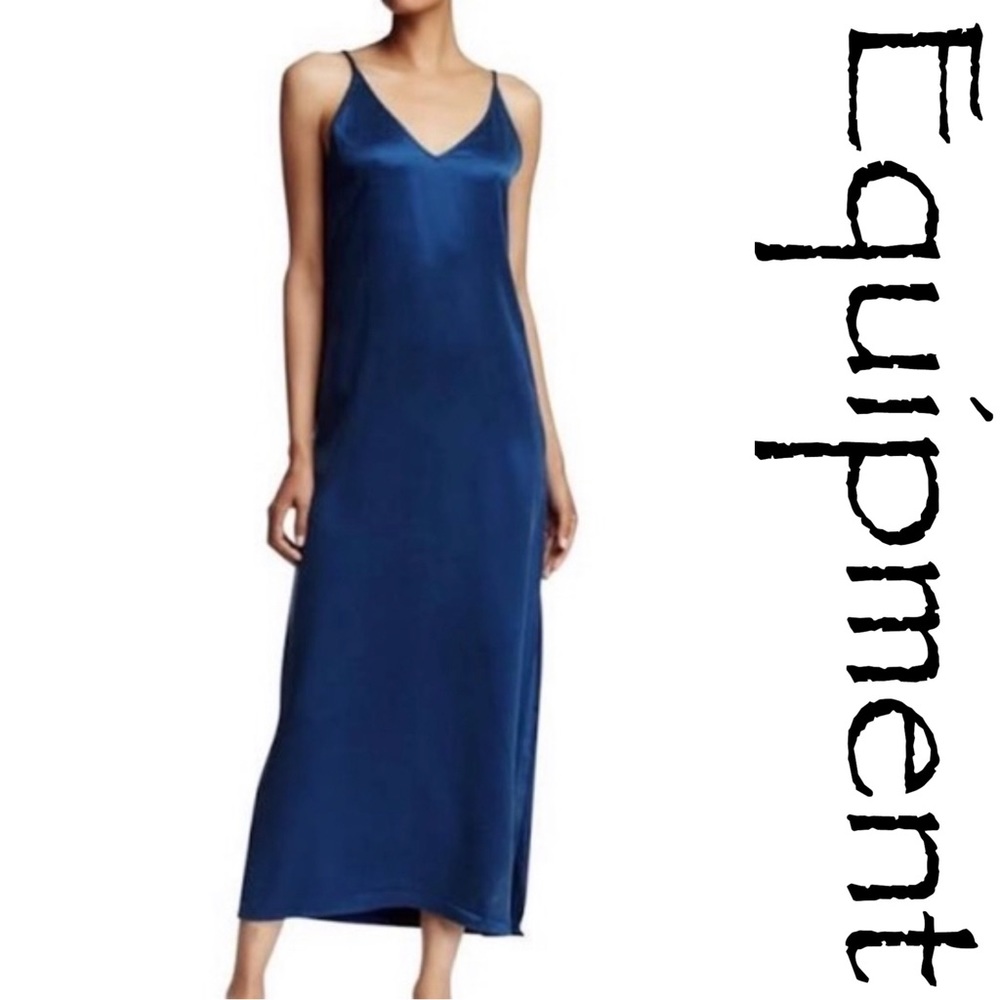 EQUIPMENT Racquel Blue Silk Slip Dress S